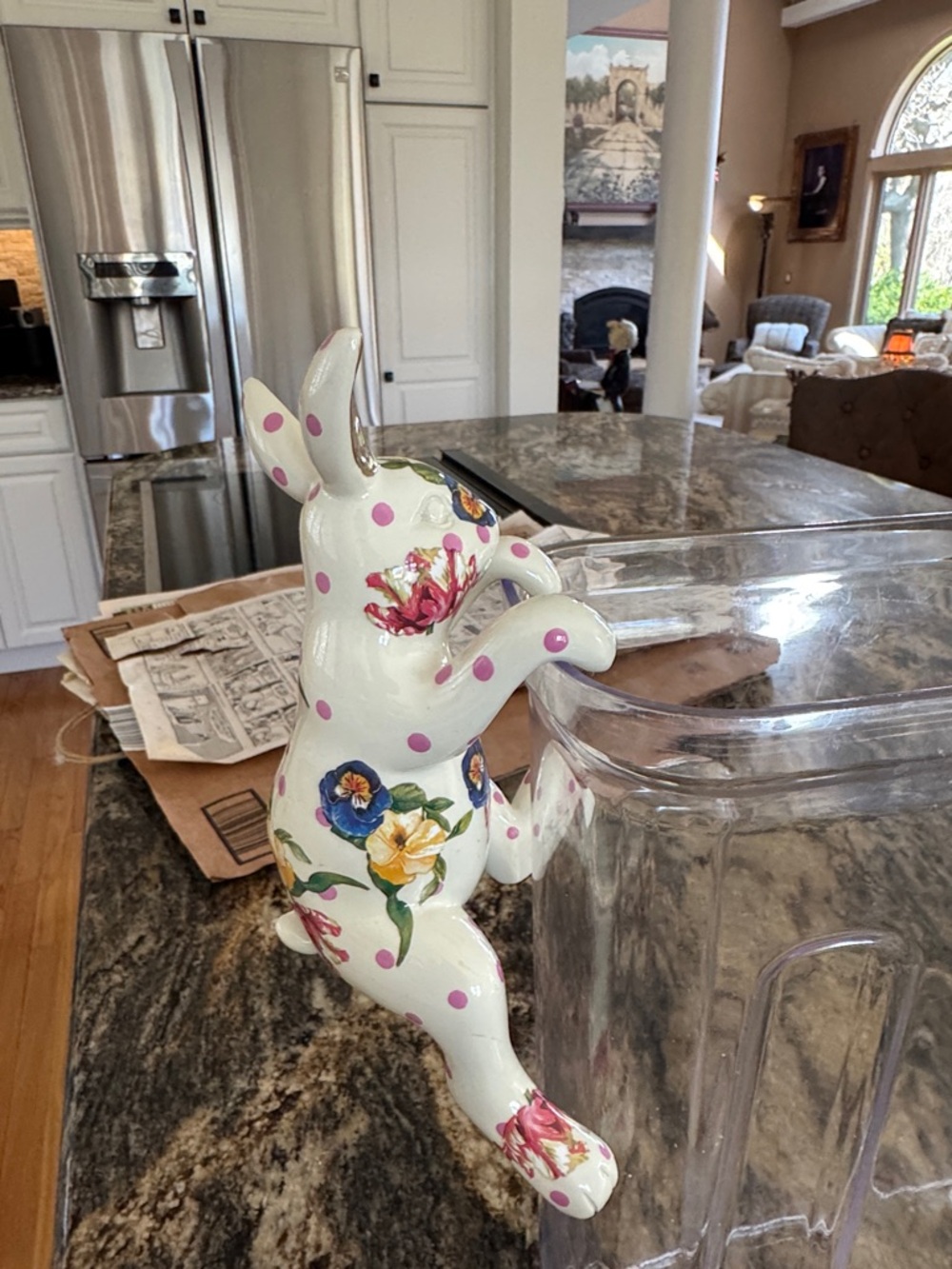 Mackenzie Childs Floral Polka Dot Bunny Sculpture - Decorative Home Art - Picture 3 of 6
